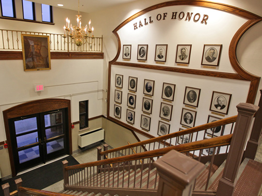 wall of pictures, FFRF, ACLU removes Jesus painting in Ohio school