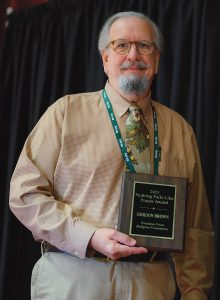 Gordon Brown with his FFRF award plaque